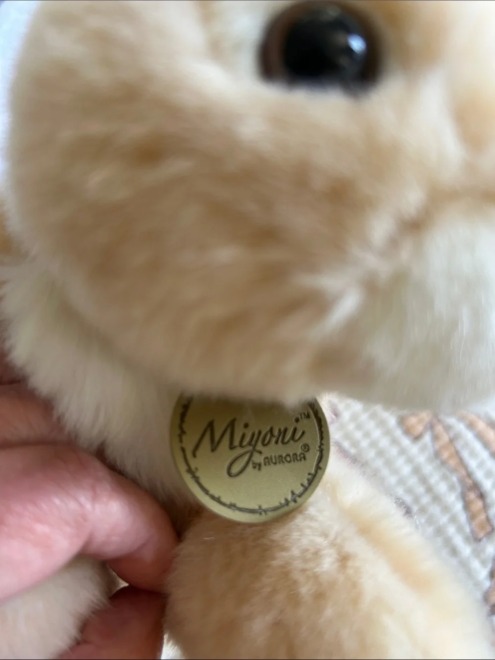 Miyani by Aurora Beige Plush Bunny with soft cotton tail.